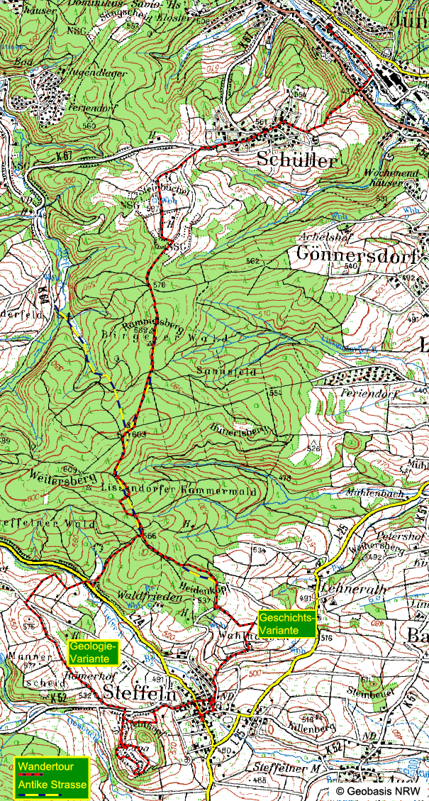 3g-Tour Steffeln: Karte © Geobasis NRW